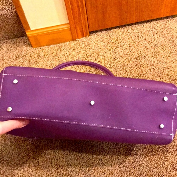 Helen Welsh Italy large purple vegan purse sheer turnlock satchel & wallet VGUC - Picture 9 of 12